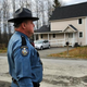 A Maine State Police officer walks in front of the home where nurse Kaci Hickox is staying with her boyfriend, Theodore Michael Wilbur, Oct. 30, 2014, in Fort Kent, Maine.
Spencer Platt/Getty Images